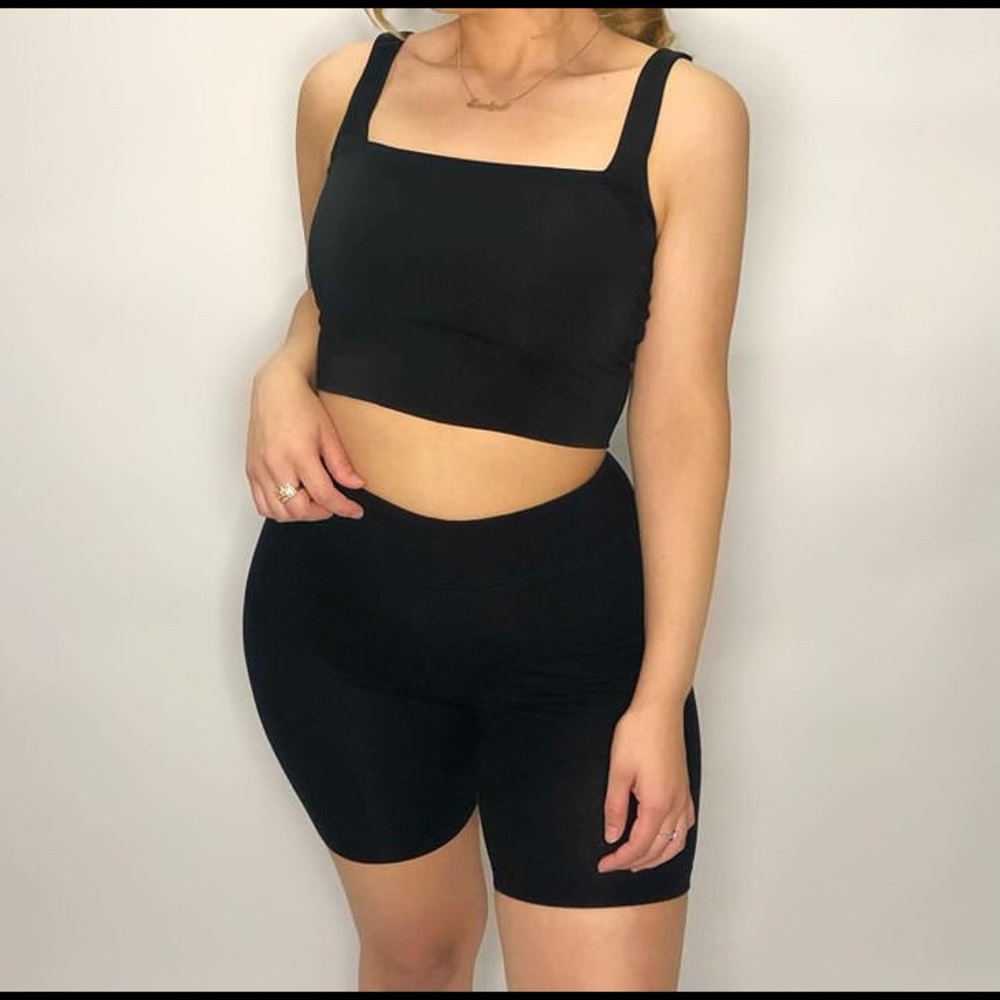 Black biker short 2 piece set